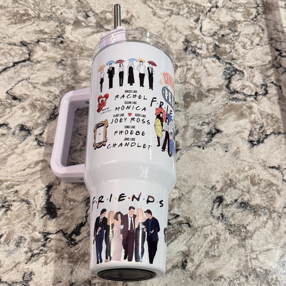 White Tumbler with Friends TV Show Design